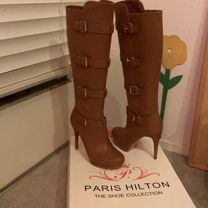 Paris Hilton Carla platform boots. Camel. Size 5.5 New in box!